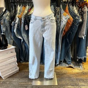 Vintage 90s ck distressed straight leg light wash jeans